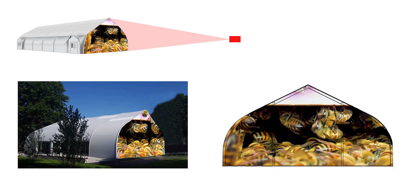 Screen on column in lobby showing water flowing over rocks